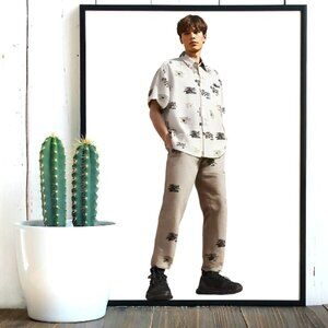 Versace Dolm Oriental Serpentine Dragon Short Sleeve Button Down Shirt, XXXL